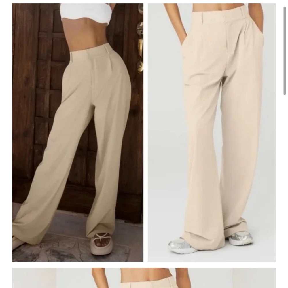 RARE ALO Yoga High-Waisted Dreamscape Trouser Pants Macadamia Cream Size Small